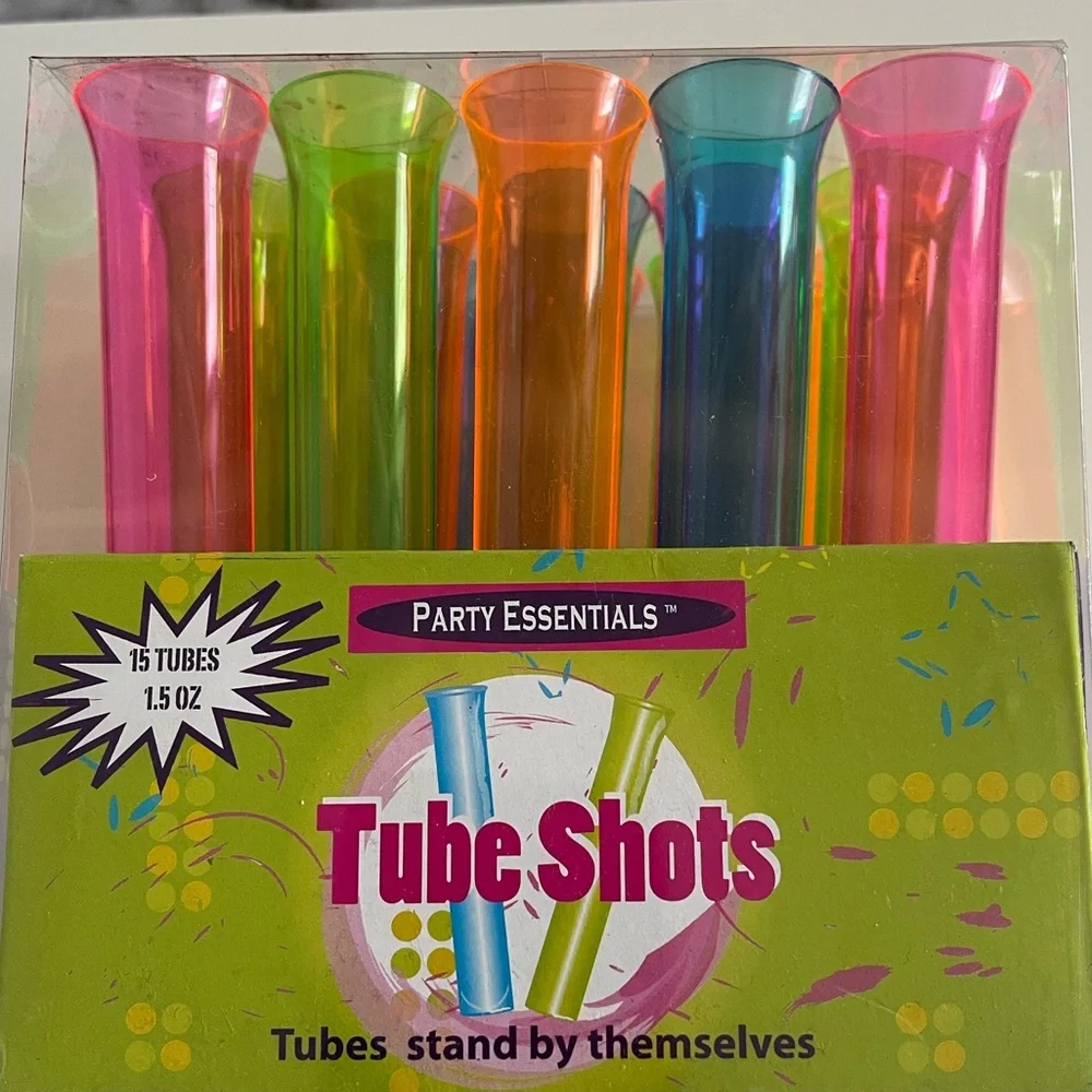 Party Essentials Tube Shots Plastic Assorted Neon 15 ct